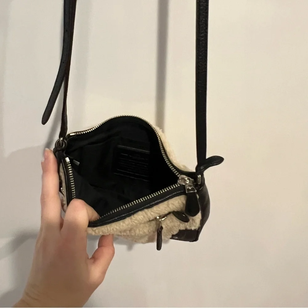 COACH Shearling Leather Rhyder Pochette Crossbody Bag